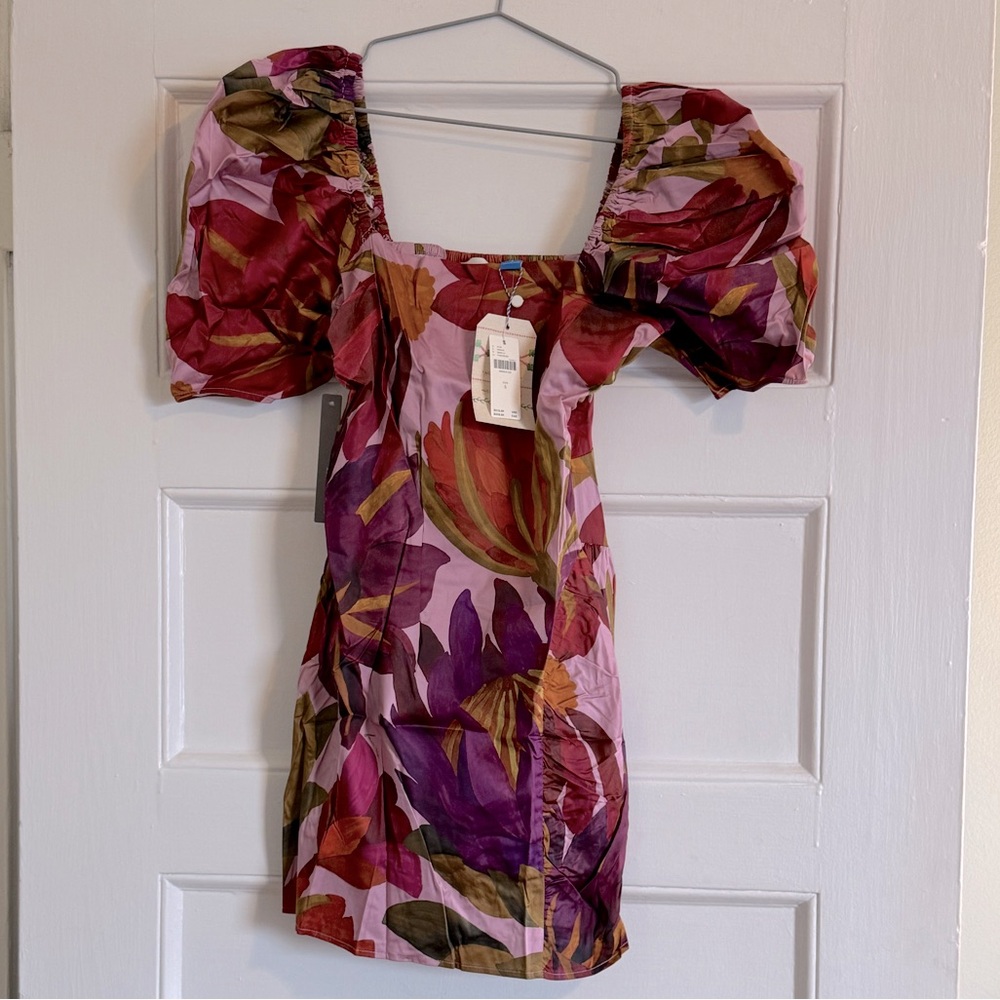 Farm Rio Puff Sleeve Mini Dress - Floral - Women’s Size Small - New With Tags - Picture 3 of 10
